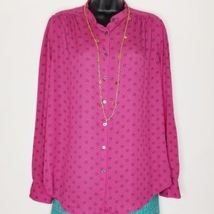 LOFT SZ Medium Pink and blue long sleeve blouse